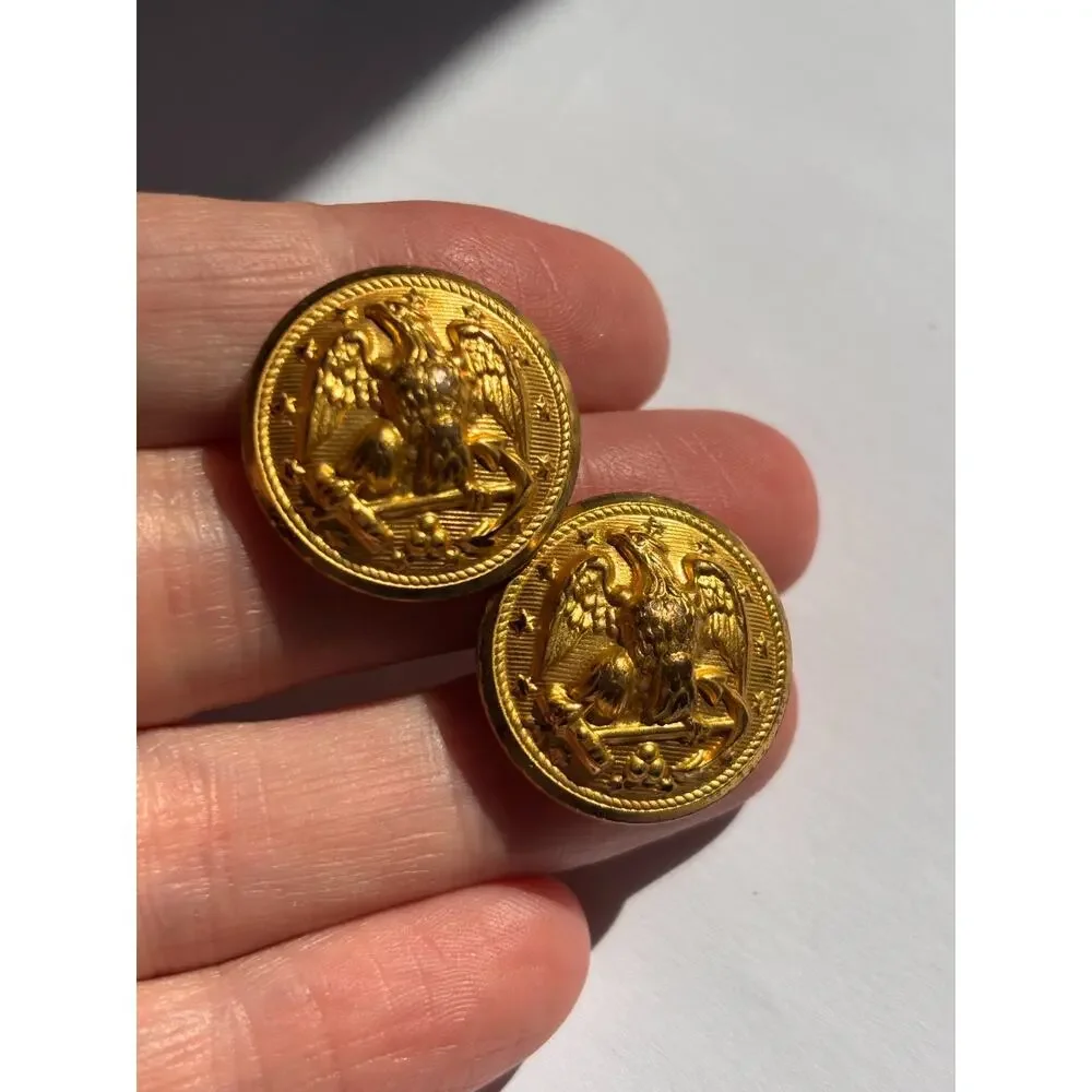 Antique Brass Button Lot Military Livery Horstmann Waterbury Kenning 7pc